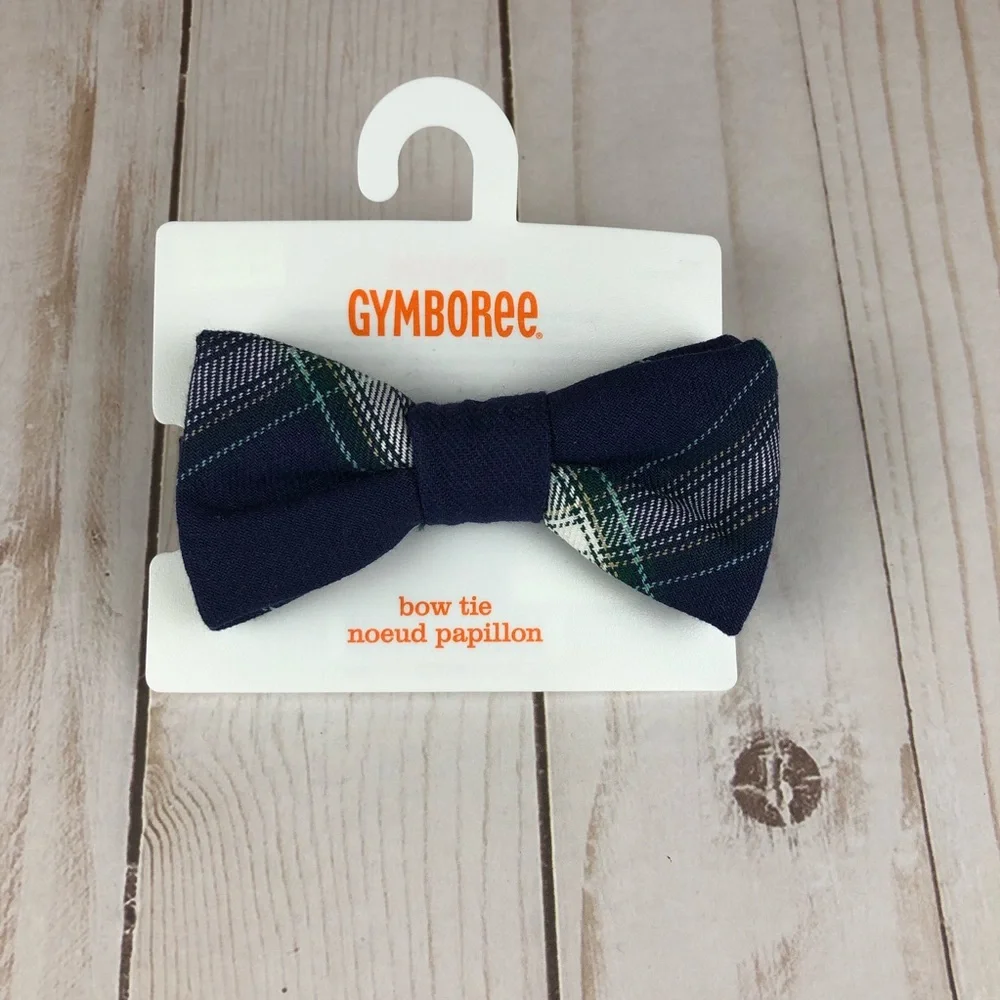 Gymboree plaid kids bow tie blue green size 2T-5T
